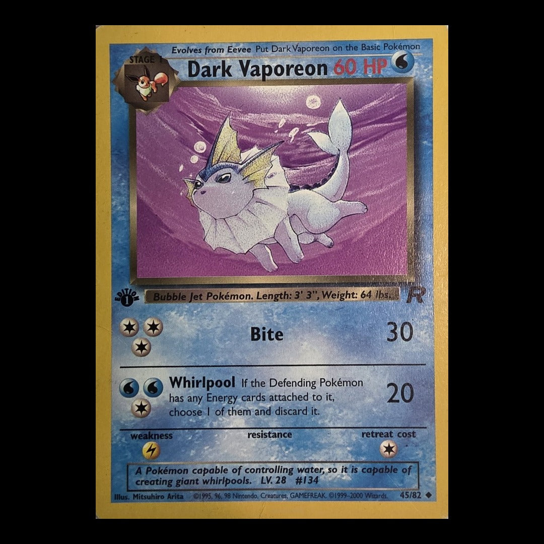 Dark Vaporeon 45/82 – Team Rocket (1st Edition, Non-Holo)